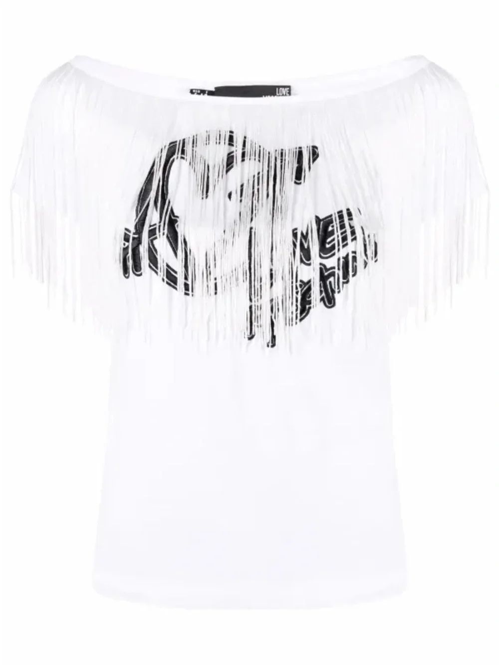 Love Moschino Embroidered Logo Fringe Tshirt Size 36/Small